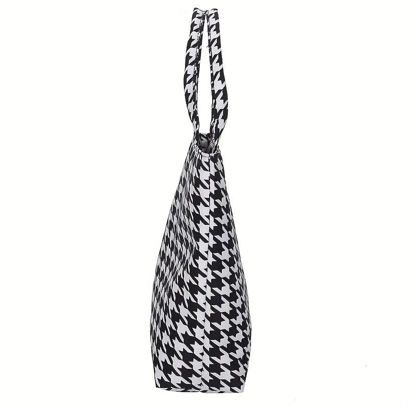 Houndstooth Pattern Shoulder Bag Stylish Tote Bag