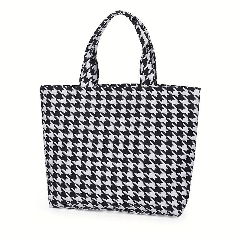 Houndstooth Pattern Shoulder Bag Stylish Tote Bag