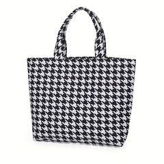 Houndstooth Pattern Shoulder Bag Stylish Tote Bag