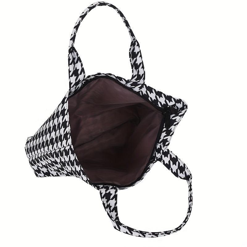 Houndstooth Pattern Shoulder Bag Stylish Tote Bag