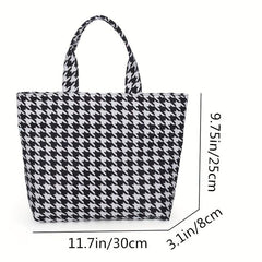 Houndstooth Pattern Shoulder Bag Stylish Tote Bag