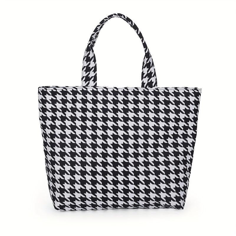 Houndstooth Pattern Shoulder Bag Stylish Tote Bag