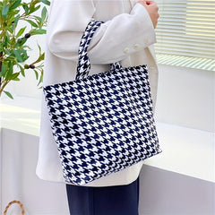 Houndstooth Pattern Shoulder Bag Stylish Tote Bag
