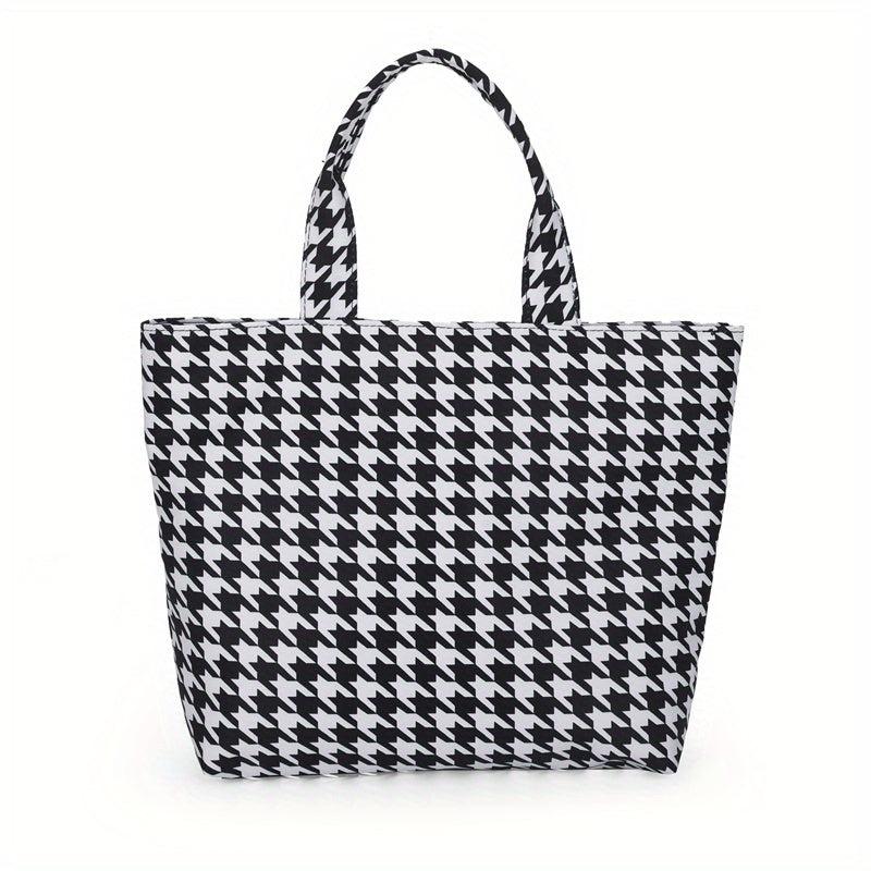 Houndstooth Pattern Shoulder Bag Stylish Tote Bag