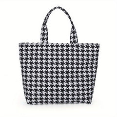 Houndstooth Pattern Shoulder Bag Stylish Tote Bag