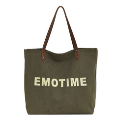 Letter Print Canvas Tote Bag Shoulder Hobo Bag for School Travel Work