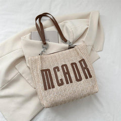 Letter Patched Shoulder Tote Bag Large Capacity Storage Bag
