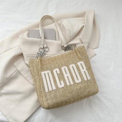 Letter Patched Shoulder Tote Bag Large Capacity Storage Bag