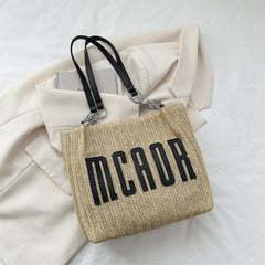 Letter Patched Shoulder Tote Bag Large Capacity Storage Bag