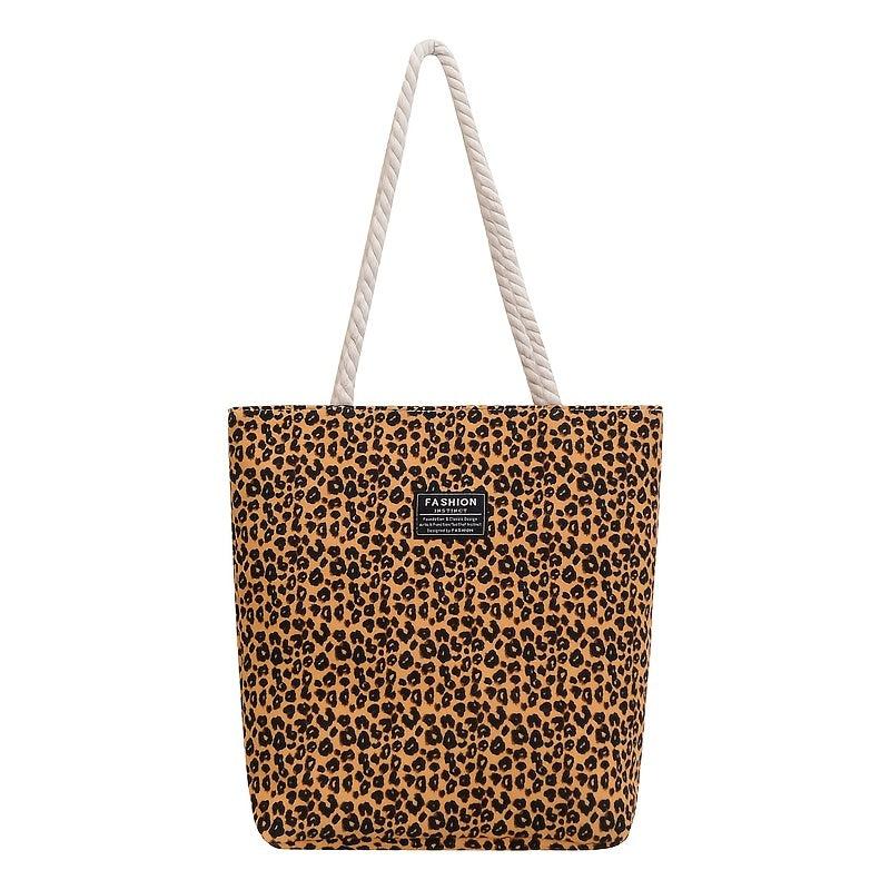 Fashion Shoulder Bag Leopard Print Zipper Handbag Casual