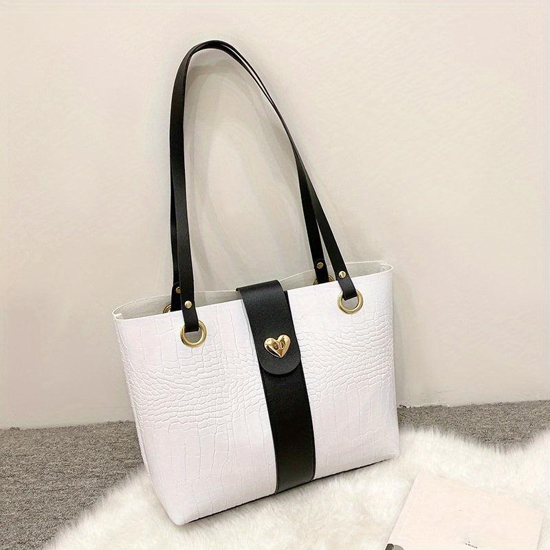 Crocodile Pattern Tote Bag Large Capacity Casual PU Leather Shoulder Bag