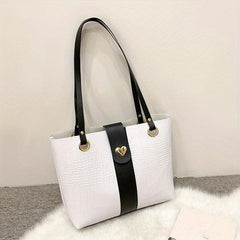 Crocodile Pattern Tote Bag Large Capacity Casual PU Leather Shoulder Bag