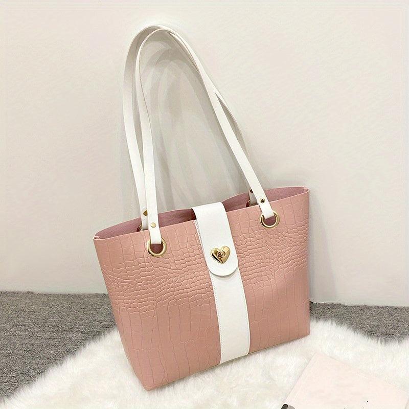 Crocodile Pattern Tote Bag Large Capacity Casual PU Leather Shoulder Bag