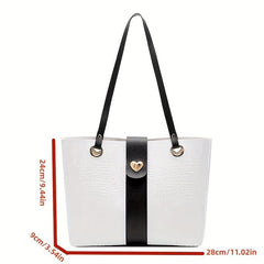 Crocodile Pattern Tote Bag Large Capacity Casual PU Leather Shoulder Bag