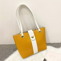 Crocodile Pattern Tote Bag Large Capacity Casual PU Leather Shoulder Bag