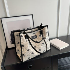 Large Capacity Plant Graphic Tote Bag with Top Handle