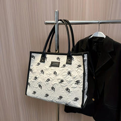 Large Capacity Plant Graphic Tote Bag with Top Handle