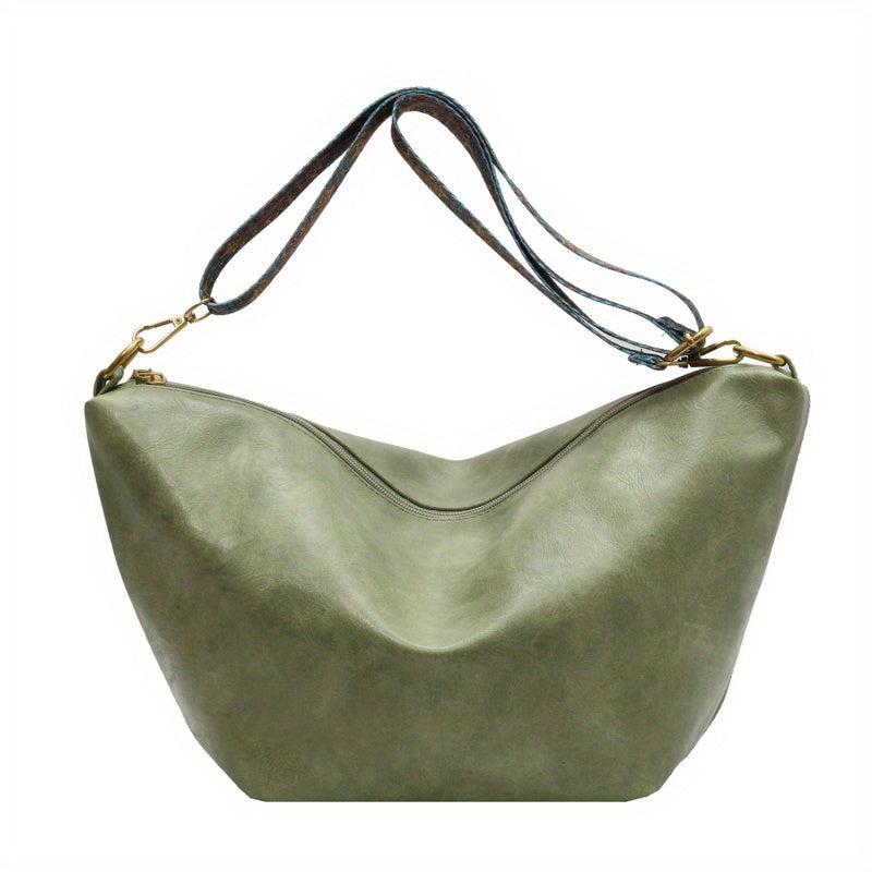 Women's Vintage Crescent Zipper Bag Lightweight Crossbody Bag
