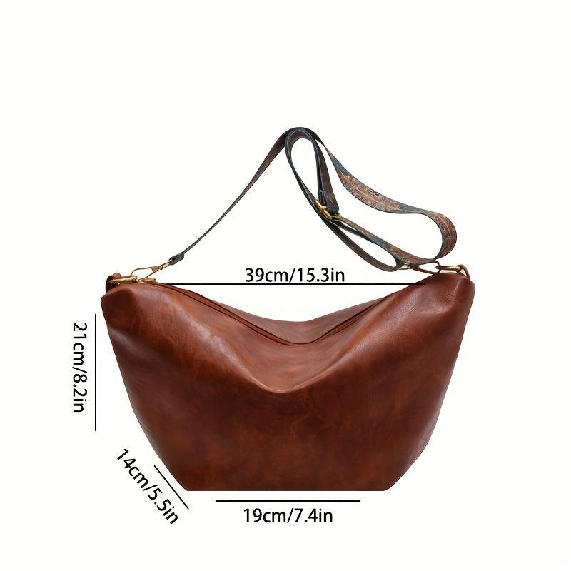 Women's Vintage Crescent Zipper Bag Lightweight Crossbody Bag