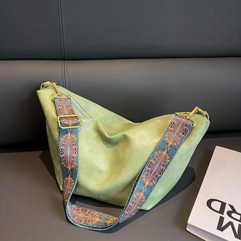 Women's Vintage Crescent Zipper Bag Lightweight Crossbody Bag