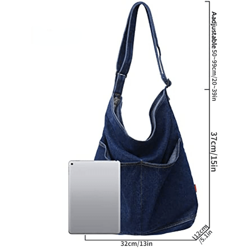Minimalist Denim Shoulder Bag All Match Casual Hobo Crossbody Bag