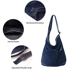 Minimalist Denim Shoulder Bag All Match Casual Hobo Crossbody Bag