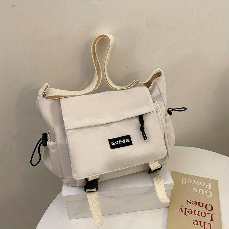 Canvas Shoulder Bag Large Capacity Crossbody Bag Zipper Adjustable Strap