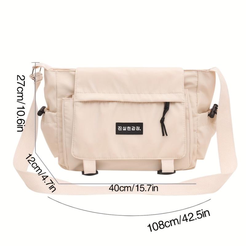 Canvas Shoulder Bag Large Capacity Crossbody Bag Zipper Adjustable Strap