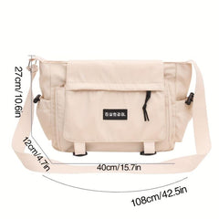 Canvas Shoulder Bag Large Capacity Crossbody Bag Zipper Adjustable Strap