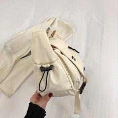 Canvas Shoulder Bag Large Capacity Crossbody Bag Zipper Adjustable Strap