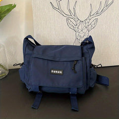 Canvas Shoulder Bag Large Capacity Crossbody Bag Zipper Adjustable Strap