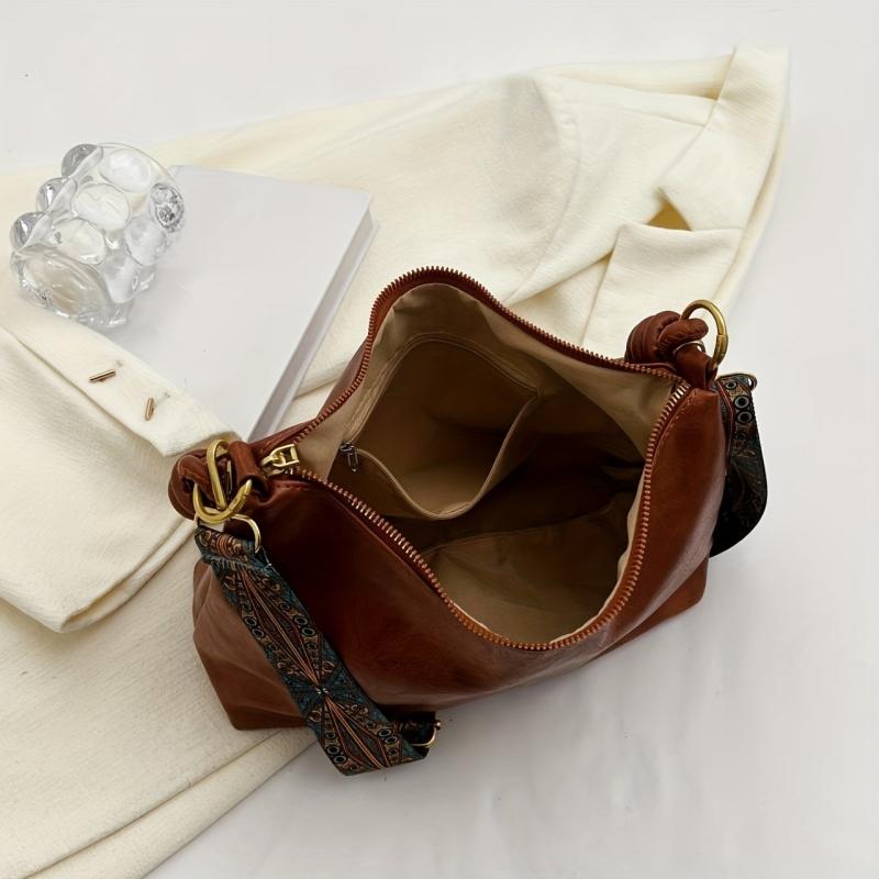 Retro Double Strap Boho Zipper Tote Bag