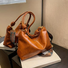 Retro Double Strap Boho Zipper Tote Bag