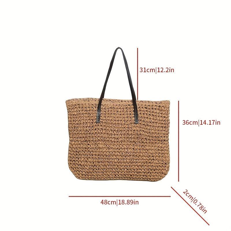 Minimalist Straw Tote Shoulder Bag All Match Travel Storage Bag