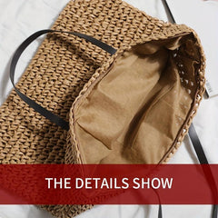 Minimalist Straw Tote Shoulder Bag All Match Travel Storage Bag