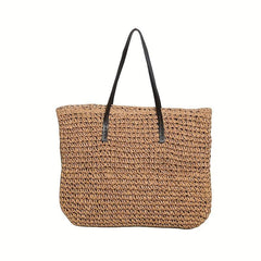 Minimalist Straw Tote Shoulder Bag All Match Travel Storage Bag