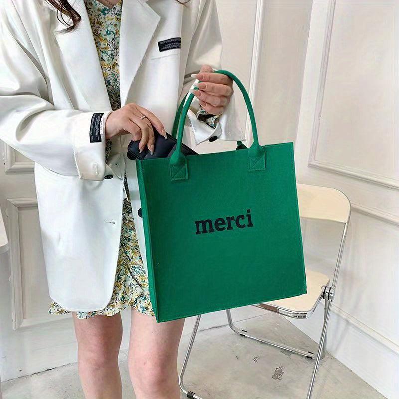 Letter Graphic Fett Handbag Solid Shopping Bag Gift Tote Bag