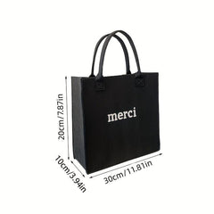 Letter Graphic Fett Handbag Solid Shopping Bag Gift Tote Bag