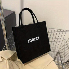 Letter Graphic Fett Handbag Solid Shopping Bag Gift Tote Bag