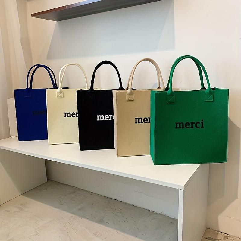 Letter Graphic Fett Handbag Solid Shopping Bag Gift Tote Bag