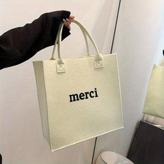 Letter Graphic Fett Handbag Solid Shopping Bag Gift Tote Bag