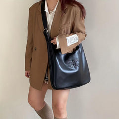 Embossed Hobo Shoulder Bag Tote Minimalist Storage Bag For Work