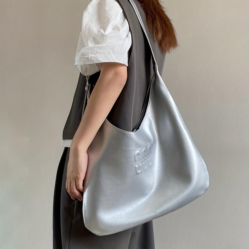 Embossed Hobo Shoulder Bag Tote Minimalist Storage Bag For Work