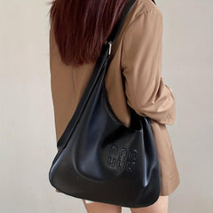 Embossed Hobo Shoulder Bag Tote Minimalist Storage Bag For Work
