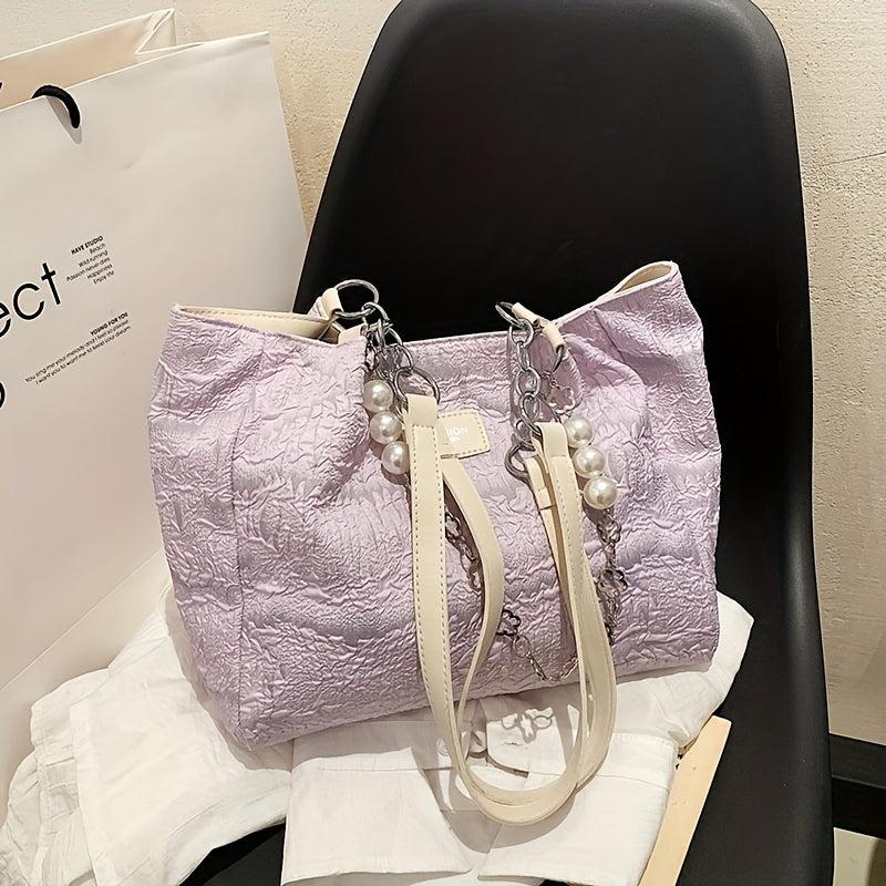 Women's Large Ruched Tote Bag Shoulder Bag