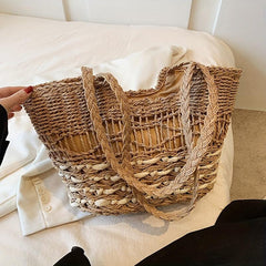Boho Style Straw Tote Bag for Travel Vacation