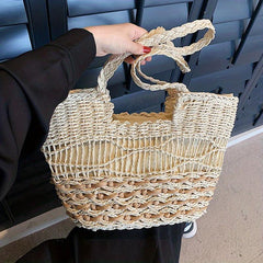 Boho Style Straw Tote Bag for Travel Vacation