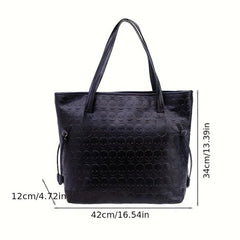 Skull Embossed Tote Bag Faux Leather Shoulder Handbag