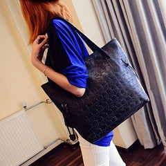 Skull Embossed Tote Bag Faux Leather Shoulder Handbag