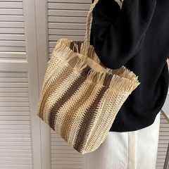 Striped Tote Bag Lightweight Shoulder Handbag